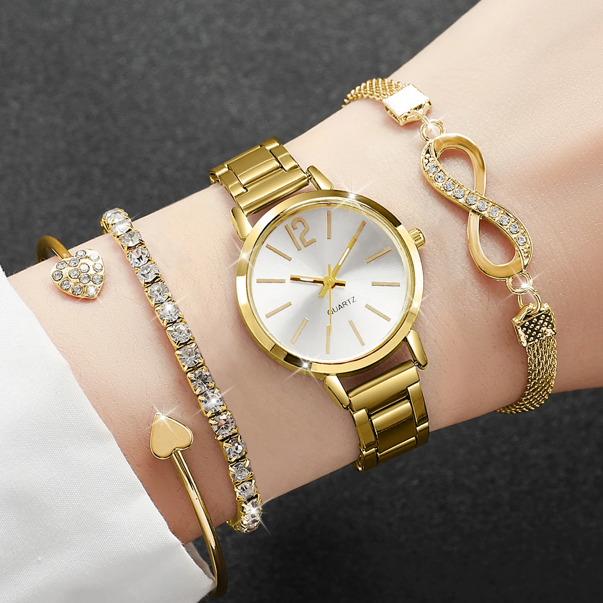 Jewelry Diamond Watches - 4 SZT./Zestaw Modne Zegarki Damskie z