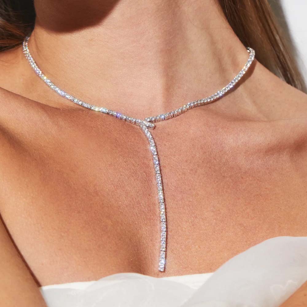 Crystal Choker Necklace - Stonenfans długi Lariat w kształcie litery