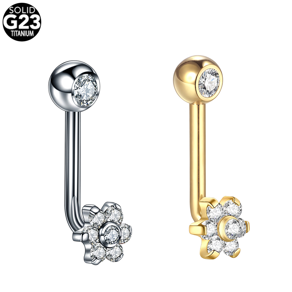 Christina Jewelry & Watches Marguerite Ørestik Forgyldt Sølv - 1pc 14G tytanowy kwiat Christina Piercing