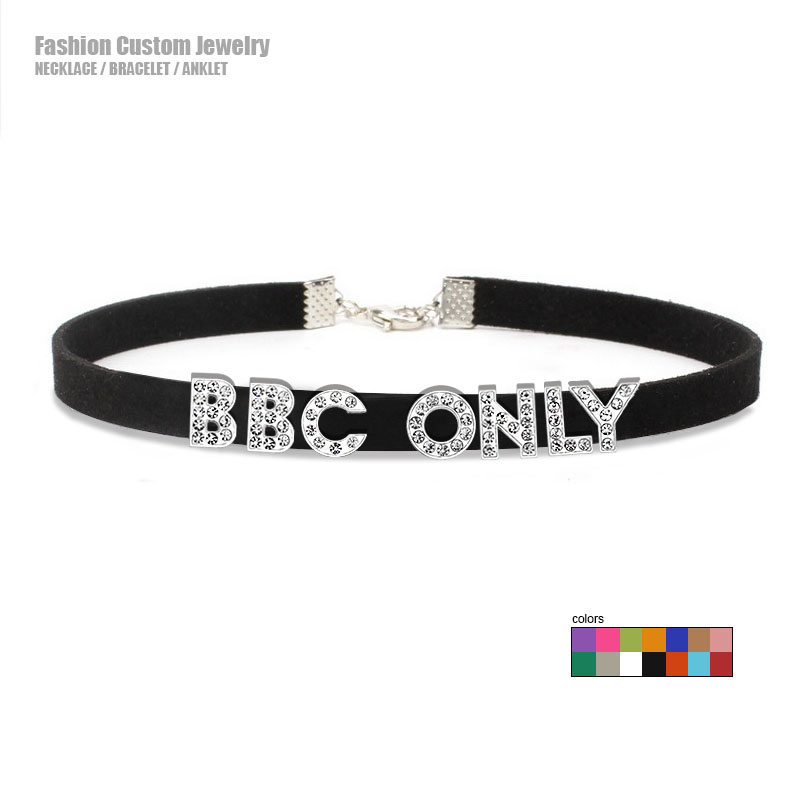 Crystal Choker Necklace - Rhinestone Letter BBC ONLY Naszyjnik dla