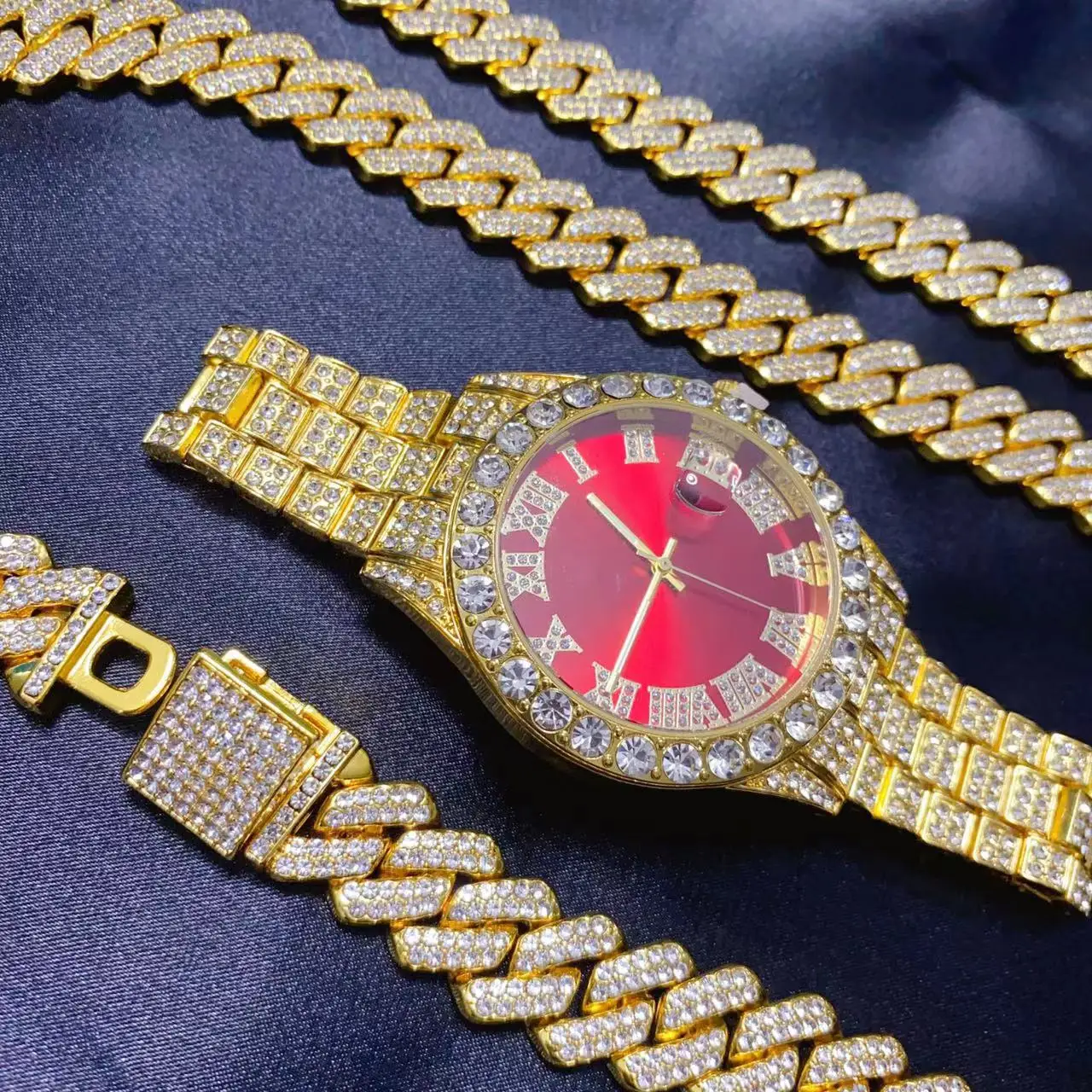 Icebox Jewelry Watches - Zestaw biżuterii męski 3PCS Hip Hop
