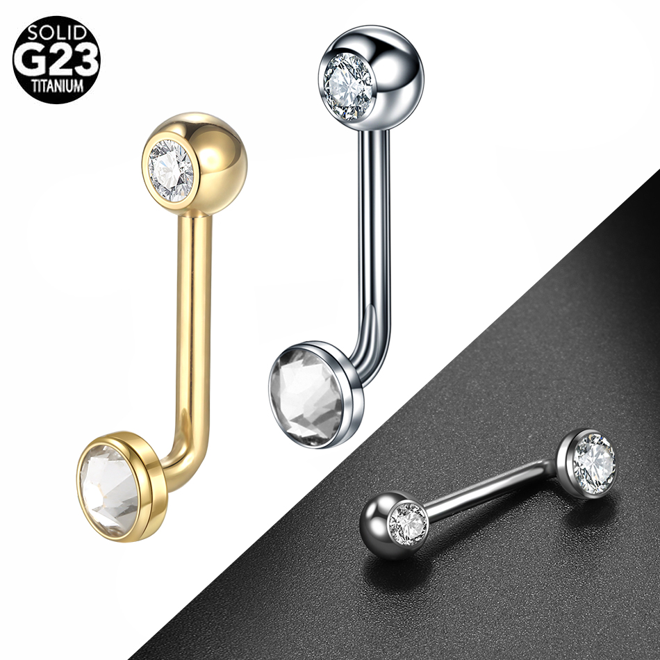 1PC G23 Titanium CZ Curved Bar – Christina Jewelry & Watches Marguerite Ørestik Forgyldt Sølv recenzja i cena