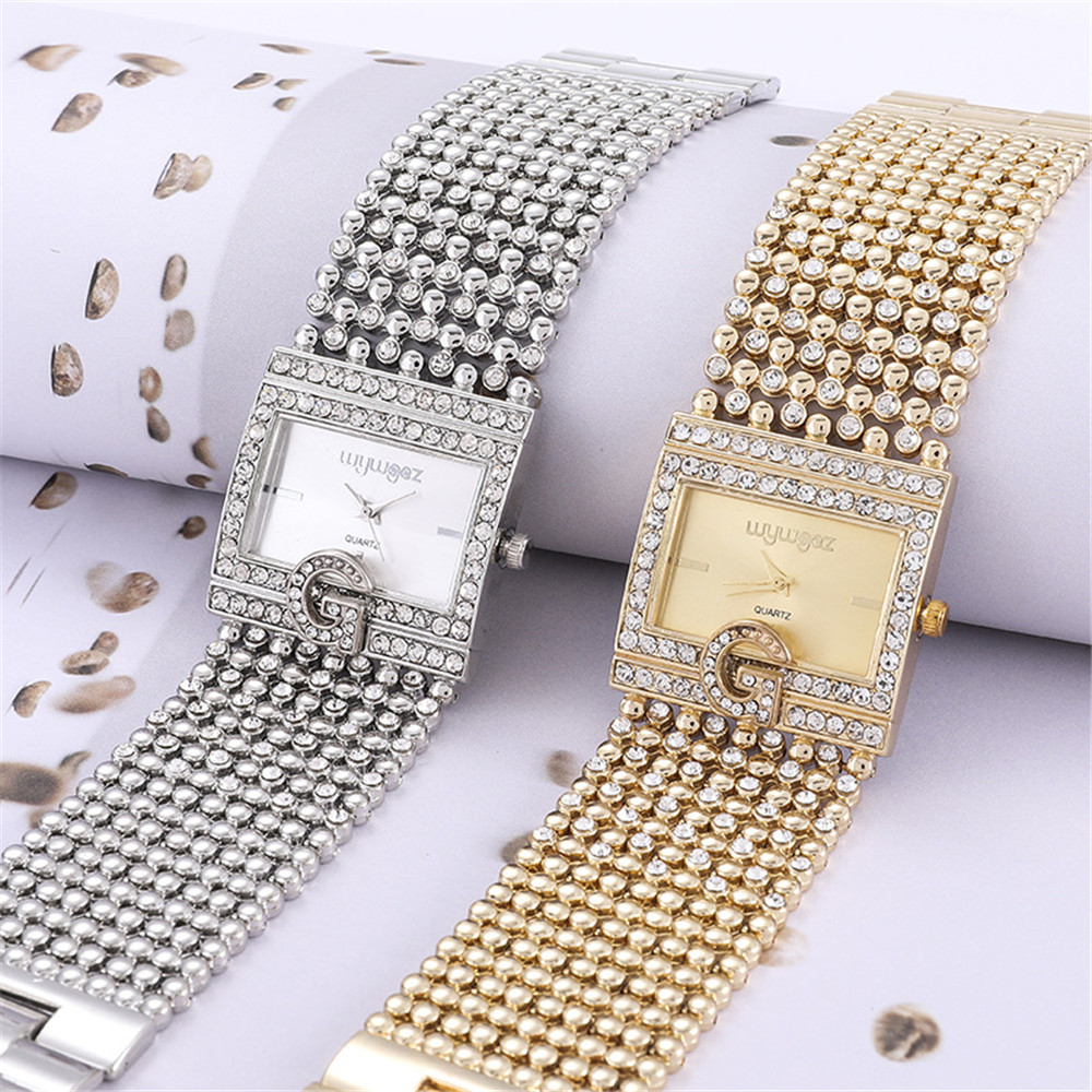 Proste kwadratowe złote zegark – Jewelry Diamond Watches recenzja i cena