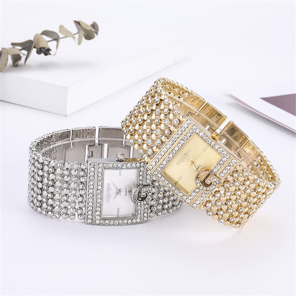 Proste kwadratowe złote zegark – Jewelry Diamond Watches recenzja i cena