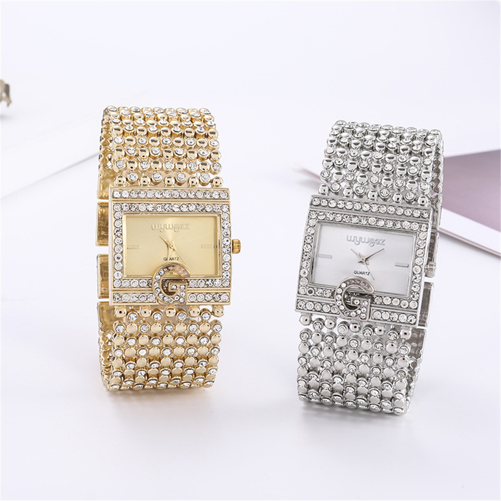 Proste kwadratowe złote zegark – Jewelry Diamond Watches recenzja i cena